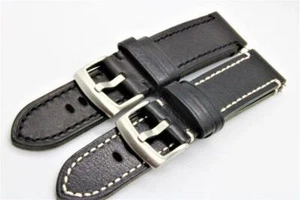 Handmade Watch Strap Genuine Cowhide Flat Durable Stitching 18mm-22mm - Picture 1 of 3