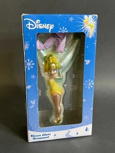 Disney Blown Glass Tinkerbell Ornament ~5" Pink Ribbon - Imagen 1 de 3