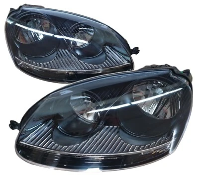 Scheinwerfer für VW Golf 5 03-09 schwarz links rechts Depo H7 Ersatzscheinwerfer - Bild 1 von 4