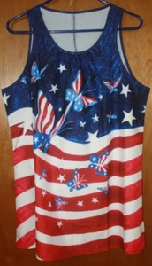 NWOT Plus Womens Unbranded Patriotic Print Sleeveless Tunic Tank Size 0X - Picture 1 of 5