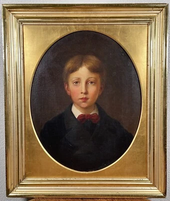 Antigua pintura al óleo del siglo XIX retrato niño inglés o americano 1800’s Foto 1 de 4