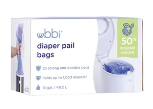 Ubbi Diaper Pail Plastic Bags, Disposable Baby Waste Bags, Single Pack, 25 Count - Picture 1 of 8