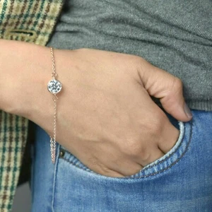 3 Ct 7.50 Inches White Lab Created Diamond Bracelet In Rose Plated Certified - Picture 1 of 8