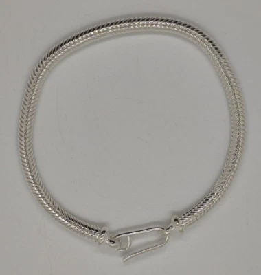 BRACCIALE SNAKE SERPENTE ARGENTO 700 UOMO TIBETANO CODA DI TOPO INDIA CM 20 S7 - Immagine 1 di 4