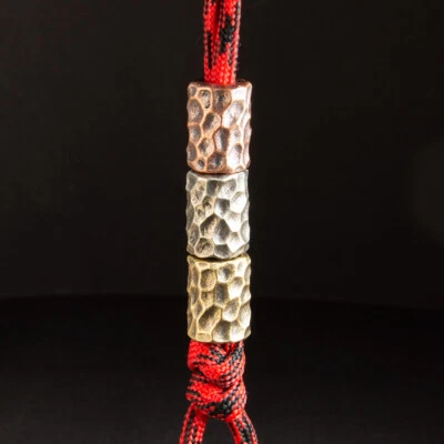 Crater Cylinder Paracord Beads Lanyard Bead Brass,White Copper,Red Copper - Image 1 of 4