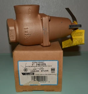 Watts 1" 740-075 Safety Relief Valve,1 X 1-1/4 In, 75 Psi 2,649,000BTU/HR    New - Picture 1 of 4