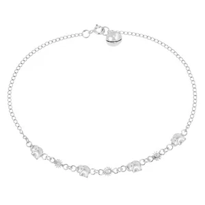 Brazalete o tobillera de plata de ley con eslabones colgantes mini elefante de verano - Imagen 1 de 4