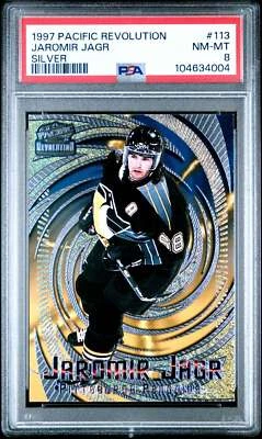 PSA NM-MT 8 1997-98 PACIFIC REVOLUTION 113 JAROMIR JAGR SILVER - Image 1 of 2