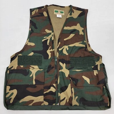 Vintage Game Winner Sportswear Zip Army Camo Hunting Light Vest Mens Sz S/M EUC - Image 1 of 4