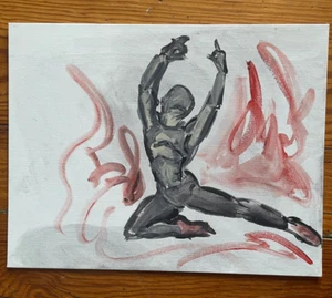 Quadro su tela arte contemporanea Outsider ballerina A Renault decorazione parete danza - Foto 1 di 2