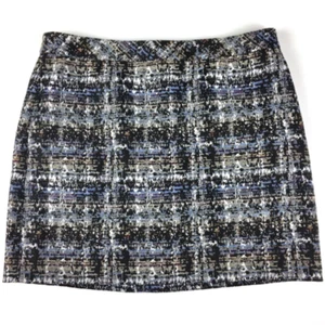J.CREW Factory Gilded Tweed Mini Skirt Black Blue Multicolor Size 6 NWT - Picture 1 of 7