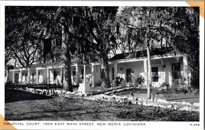 COLONIAL COURT, EAST MAIN STREET, NEW IBERIA, LOUISIANA Vintage Postcard JZ7 - Picture 1 of 2