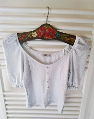 LTB Damen Carmenbluse Stretch Gr. S sehr helles Grau - Bild 1 von 2