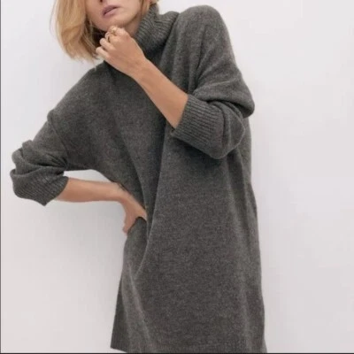 TOPSHOP водолазка свитер платье маленький длинные рукава темно серый женщин с Ярлыками $75 - Изображение 1 из 4