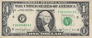 1988A web press note V run F Atlanta district F24306813V one dollar bill ripped - Picture 1 of 2