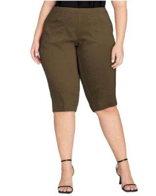 Capris Just My Size Mujer Talla Grande Pull On2 Bolsillo Elastizado Oliva Talla 3X NUEVO Foto 1 de 4