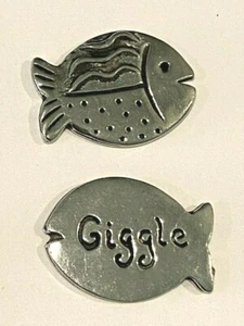 Basic Spirit Handcrafted in Canada Pewter Pocket Token Charm FISH "GIGGLE" - Picture 1 of 3
