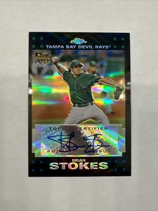 2007 Topps Chrome BRIAN STOKES #341 Rookie AUTO - TAMPA BAY DEVIL RAYS /500