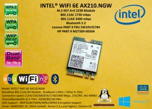 Intel Wireless AX210.NGWG.NV NGFF M.2 WIFI 6E 2400Mbps Bluetooth 5.2