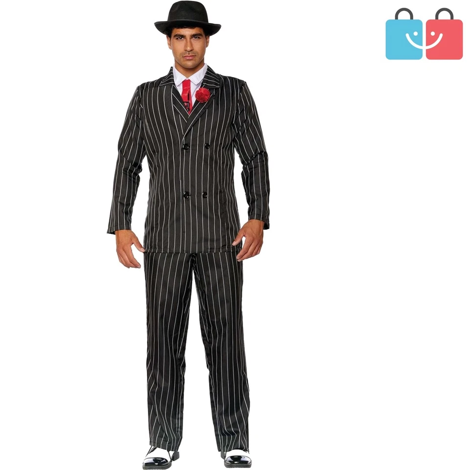Auténtico Disfraz de Gángster Años 20 - XL con Chaqueta de Doble Pecho y Corbata Foto 1 de 4