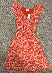 Kaileigh Rebecca Floral Dress MP Coral Flutter Sleeve NWT 0090 - Picture 1 of 12