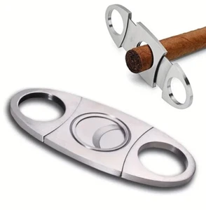 Cortador de cigarros de acero inoxidable con guillotina de doble corte, acero inoxidable - Imagen 1 de 4
