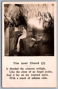 Postcard RPPC c1905 The Lost Chord (2) Religious Bamforth Real Photo Postcard - Picture 1 of 2