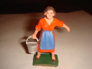 FIGURINE STARLUX FERMIÈRE ORANGE TABLIER BLEU SEAU - Bild 1 von 1