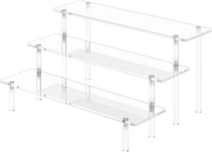 Elevadores de exhibición de acrílico de 3 niveles, soporte organizador de perfumes grande, transparente - Imagen 1 de 7
