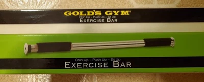Barra de exercício Gold's Gym queixo para cima-empurrar para cima-sentar barra cromada 26,5"-36" moldura para porta - Imagem 1 de 4