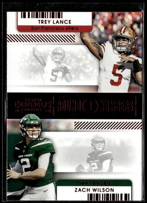 Trey Lance / Zach Wilson 2021 Panini Contenders #RN-TLA Round Numbers Ruby - Image 1 of 2