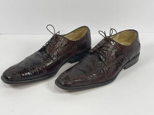 Belvedere Genuine Alligator Men Dress Shoe's Brown Sz 9 - Picture 1 of 9