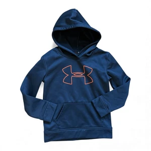 Felpa con cappuccio e zip intera logo Dri-Fit arancione e blu navy Under Armour ragazzo ragazzo ragazzo - taglia 7 - Foto 1 di 1