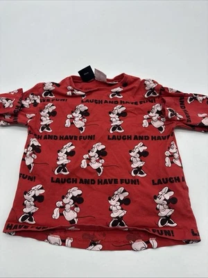 Camisa manga longa Mickey Mouse Zara 24M logotipo Aop vermelha ..#33791 - Imagem 1 de 4