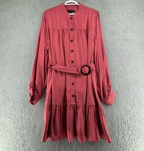 Banana Republic Dress Women Extra Large Pink Utility Belted Mini Flounce Hem NWT - Picture 1 of 17