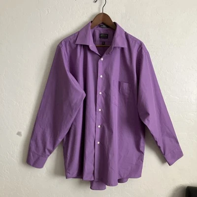 Arrow Shirt Mens 17 34 35 Purple Classic Fit Long Sleeve Wrinkle Free Button Up - Image 1 of 4