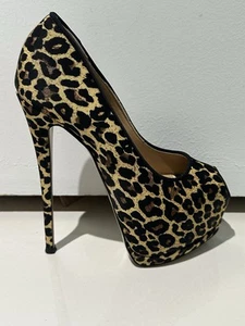 $1295 GIUSEPPE ZANOTTI LEOPARD HEELS/ PUMPS PEEP TOE SZ 36 6 US - Picture 1 of 4