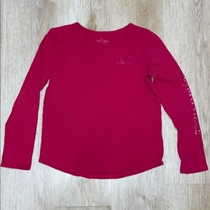 Vineyard Vines Magenta Metallic Deep Pink Long Sleeve Logo Shirt M 10/12 - Picture 1 of 6