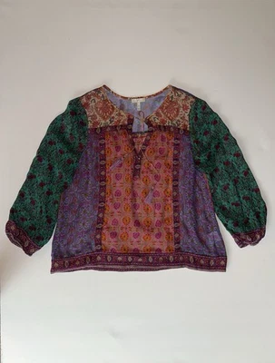 Joie Blouse V-Neck Paisley Floral Print 100% Silk Sheer Small Boho - Image 1 of 4