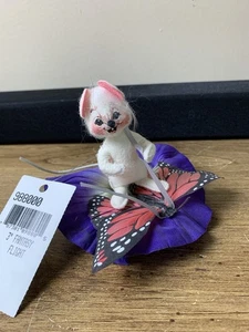 Rare ANNALEE Mobilitee "Fantasy Flight" Mouse Riding Butterfly Doll 3” Vtg - Picture 1 of 8