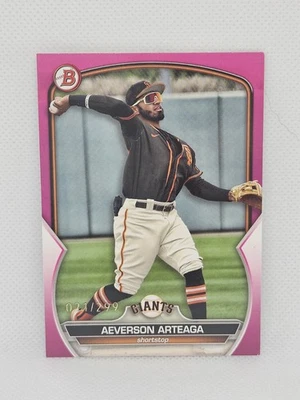 2023 Bowman Prospects FUCHSIA #BP-60 Aeverson Arteaga #021/299 Giants - Image 1 of 2