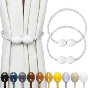 Strong Magnetic Curtain Tiebacks White 2 Pack Decorative Tie Backs Outdoor Curta - Picture 1 of 12