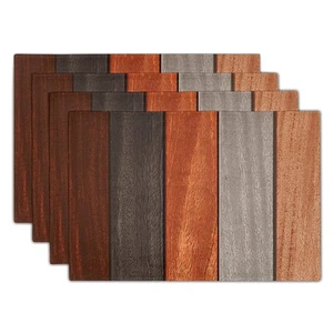 Rustic Wood Placemats Set of 4- Fall Thanksgiving Orange Wooden Board Linen P - Picture 1 of 8
