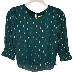 Blusa donna Boden verde e oro metallizzato fumè nuova con etichetta 2 - Foto 1 di 10