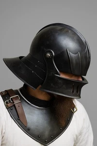 Blackened Sallet Helmet with Visor | Medieval Gothic Armor Replica | 15th Centur - Picture 1 of 3
