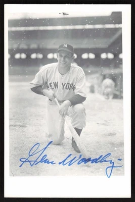 Foto postal firmada por Gene Woodling Yankees de 3,5" x 5,5" autógrafo automático *AB194 Foto 1 de 2