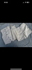 F&F Girl Blend Waistcoat Shorts And Top linen Beige - Picture 1 of 8