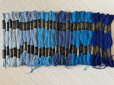 Coats & Clark Embroidery Floss Thread~Lot of 30 Skeins~Solid Blue Shades - Image 1 of 4