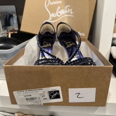 Christian Louboutin So Spike 100 Size 37 Red Bottom Strappy Heels Open Toe - Image 1 of 4