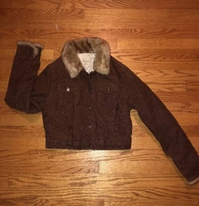 ARIZONA JEANS CO Corduroy & Faux Fur Collar Jacket Coat Girls Sz L 14 16 ๐#c4 - Picture 1 of 6